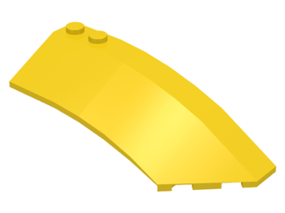 Brick Wedged, Curved 8 x 3 x 2 Open Right in Yellow