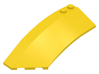 Brick Wedged, Curved 8 x 3 x 2 Open Left in Yellow