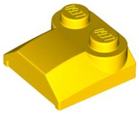 Brick Curved 2 x 2 x 2/3 Two Studs and Lip End in Yellow