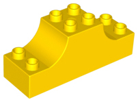Duplo Brick 2 x 6 x 2 with Curved Ends in Yellow
