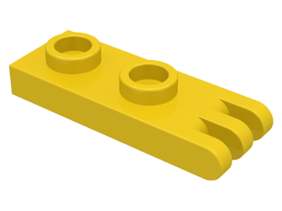 Hinge Plate 1 x 2 with 3 Fingers [Hollow Studs] in Yellow