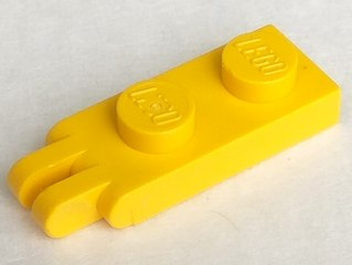Hinge Plate 1 x 2 with 2 Fingers and Solid Studs in Yellow
