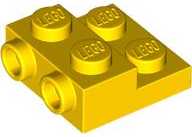 Plate Special 2 x 2 x 2/3 with Two Studs On Side and Two Raised [Half Hollow Anti-stud] - Updated Version in Yellow
