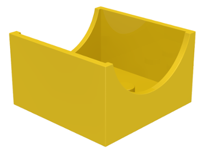 Box 4 x 4 x 2 Bottom with Semicircle Cut-out Ends in Yellow