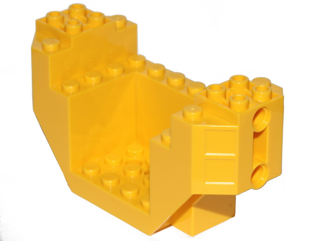 Wedge Brick Special 4 x 10 x 4 with 3 x 4 Recessed and Pin Holes- Plane Bottom in Yellow