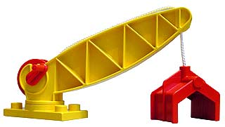 Duplo Turntable Base, 2 x 4 Plate with Crane Arm with Handle, Winch, & Claw in Yellow
