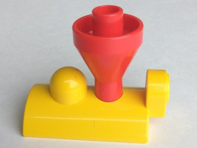 Duplo Train Steam Engine Funnel Top, Red Top in Yellow