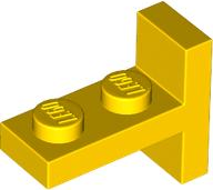 Bracket 1 x 2 with 1 x 2 Vertical Studs in Yellow