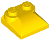 Brick Curved 2 x 2 x 2/3 Two Studs and Curved Slope End in Yellow