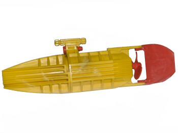 Motor, Boat Propeller and Rudder, 14 x 4 x 4, 4-Blade Propeller [Complete Assembly] in Yellow