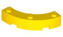 Brick Round Corner 4 x 4 Macaroni Wide with 3 Studs in Yellow