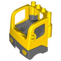Duplo Truck Semi-Tractor Cab with Dark Bluish Gray Base in Yellow