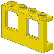 Window 1 x 4 x 2 Plane, Solid Studs in Yellow