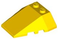 Brick Wedged, Sloped 4 x 4 Triple, Stud Notches in Yellow