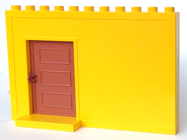 Duplo Building Wall 1 x 11 x 6 with Sliding Recessed Door in Yellow