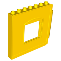 Duplo Building Wall 1 x 8 x 6 with Window Opening, Hinge on Right in Yellow