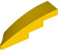 Brick Wedged, Curved 1 x 4 with Stud Notch Right in Yellow