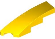 Brick Wedged, Curved 1 x 4 with Stud Notch Left in Yellow