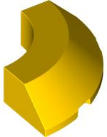 Brick Round Corner 4 x 4 x 1 with Bottom Cut Outs, No Studs, Flat Top in Yellow