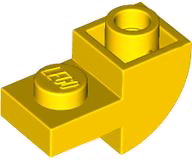 Brick Curved Inverted 1 x 2 with 1 x 1 Cutouts in Yellow