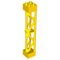 Support 2 x 2 x 10 Girder Triangular Vertical - Type 3 - Axle Hole, 3 Posts in Yellow