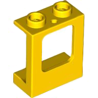Window 1 x 2 x 2 Plane, Hollow Studs, Single Hole Top and Bottom for Glass in Yellow
