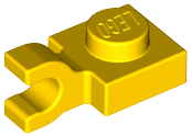 Plate Special 1 x 1 with Clip Horizontal [Thick U Clip] in Yellow