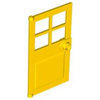 Door 1 x 4 x 6 with 4 Panes and Stud Handle in Yellow