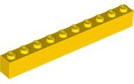 Brick 1 x 10 in Yellow