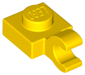 Plate Special 1 x 1 with Clip Horizontal [Thick Open O Clip] in Yellow