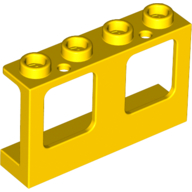 Window 1 x 4 x 2 Plane, Hollow Studs, Single Hole Top and Bottom for Glass in Yellow
