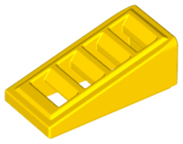 Brick Sloped 18° 2 x 1 x 2/3 with 4 Slots / Grate in Yellow