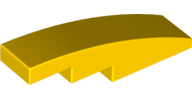 Brick Curved 4 x 1 No Studs [Stud Holder with Asymmetric Ridges] in Yellow