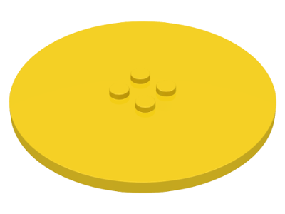 Plate Special Round 8 x 8 with 2 x 2 Center Studs with Groove in Yellow