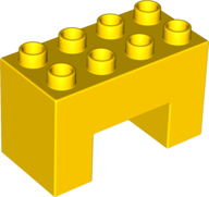 Duplo Brick 2 x 4 x 2 with 2 x 2 Square Arch in Yellow