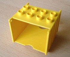 Duplo Train Freight Container 2 x 4 Studs on Top, Open Sides in Yellow