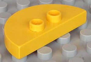 Duplo Plate 2 x 4 x 1/2 Half Round with 2 Studs [Thick] in Yellow