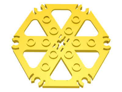 Technic Plate Rotor 6 Blade with Clip Ends Connected [aka Water Wheel] - Hollow Studs in Yellow