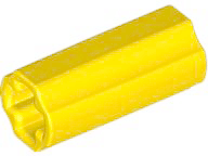 Technic Axle Connector Smooth [with x Hole + Orientation] in Yellow