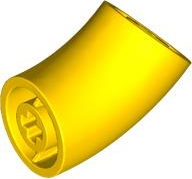 Brick Round 2 x 2 D. Tube with 45° Elbow and Axle Holes (Crossholes) at Each End [SHORT] in Yellow