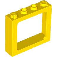 Window 1 x 4 x 3 Train with Shutter Holes and Solid Studs on Ends in Yellow