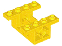Gearbox 4 x 4 x 1 2/3 with 1 x 2 Cutouts, Pin Holes in Yellow