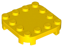Plate Round Corners 4 x 4 x 2/3 Circle with Reduced Knobs in Yellow