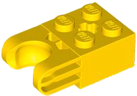 Technic Brick Special 2 x 2 with Ball Socket Wide and Axle Hole, No Arm Holes in Yellow