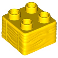 Duplo Brick 2 x 2, Hay Bale Pattern in Yellow