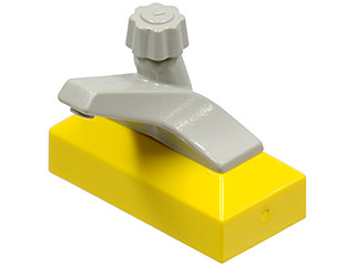 Tap 1 x 2 Base with Light Gray Spout in Yellow