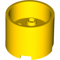Brick Round 3 x 3 x 2 Recessed Center with 2 x 2 Studs and Axle Hole in Yellow