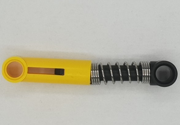 Technic Shock Absorber 6.5L with Hard Spring, Tight Coils at End, Black Rod [Complete Assembly] in Yellow