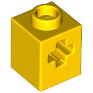 Technic Brick 1 x 1 with Axle Hole in Yellow
