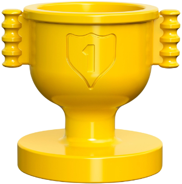 Duplo Trophy Cup with Number 1 in Shield - Closed Handles, Deep Notches in Yellow